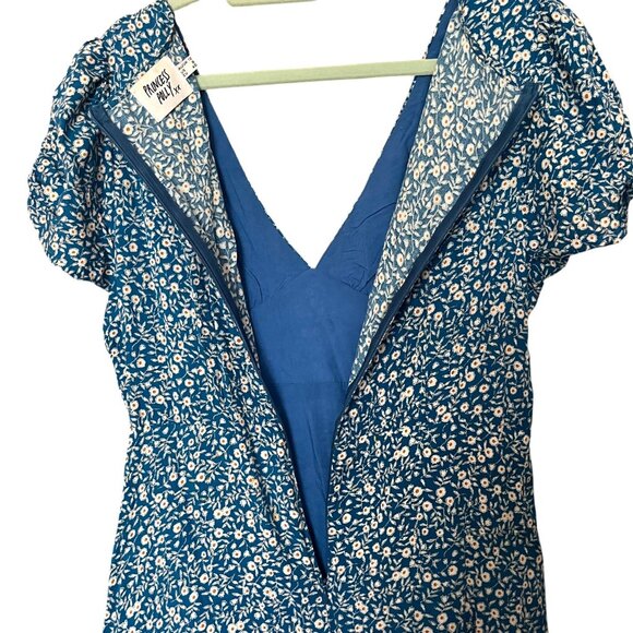 Princess Polly The Sting Mini Dress Blue Lined Floral Skater Boho Women's Size 8 - Picture 4 of 10